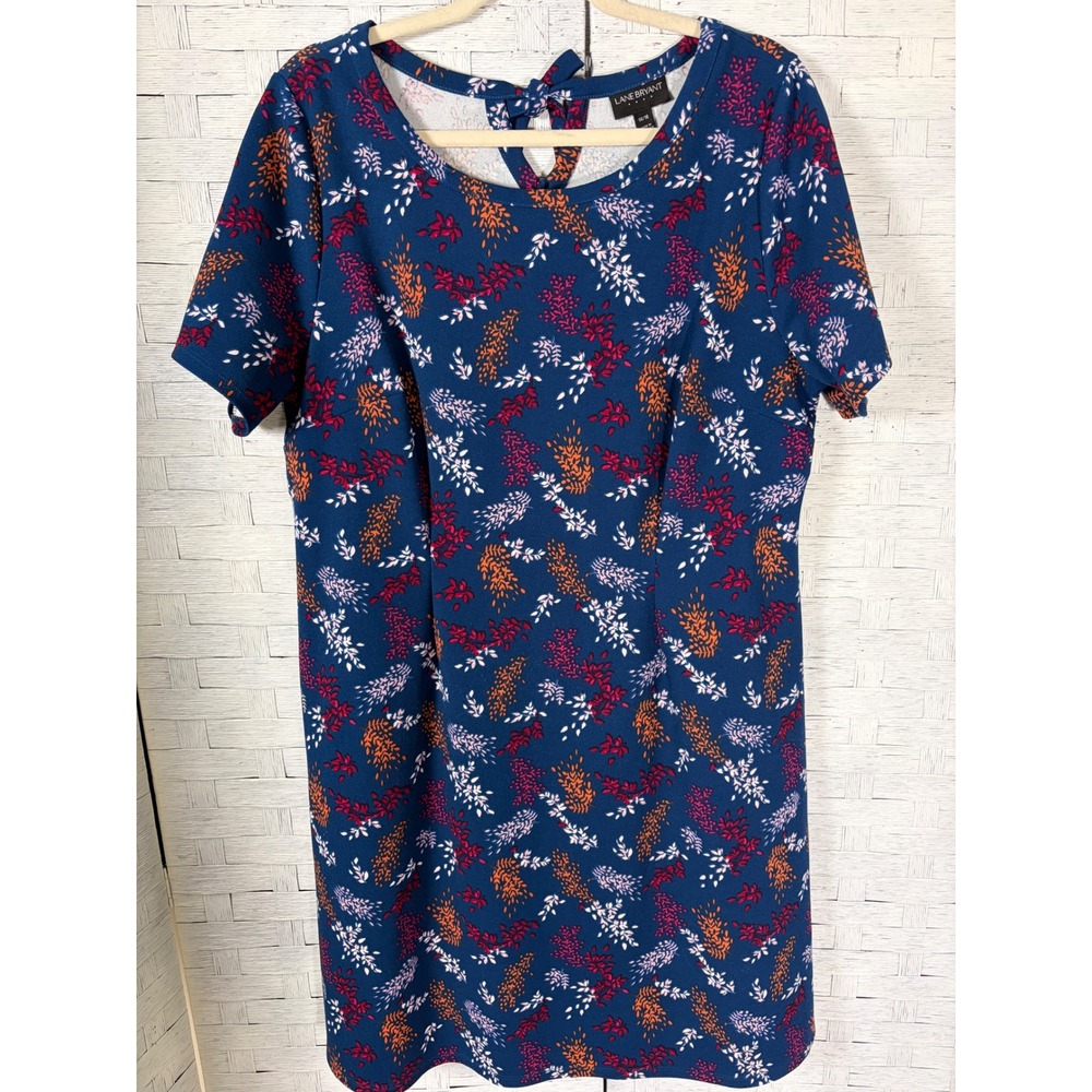 Lane Bryant Womens Dress Shift Floral Short Sleeve Keyhole Back Fall Plus size